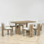 Ensemble de salle à manger 6 personnes, table de rassemblement rectangulaire, bois, sièges rembourrés, maison de campagne moderne, salle à manger-778074043
