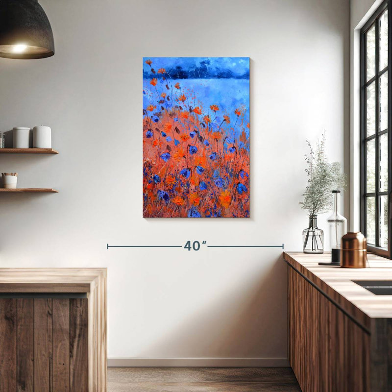 Coquelicots orange et bleus Avery, H 36 po x l 24 po