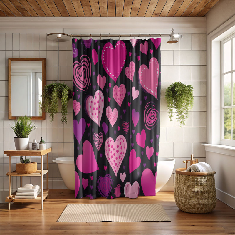Rideau de douche 1 pièce Sweet Echo, H 74 po x l 71 po