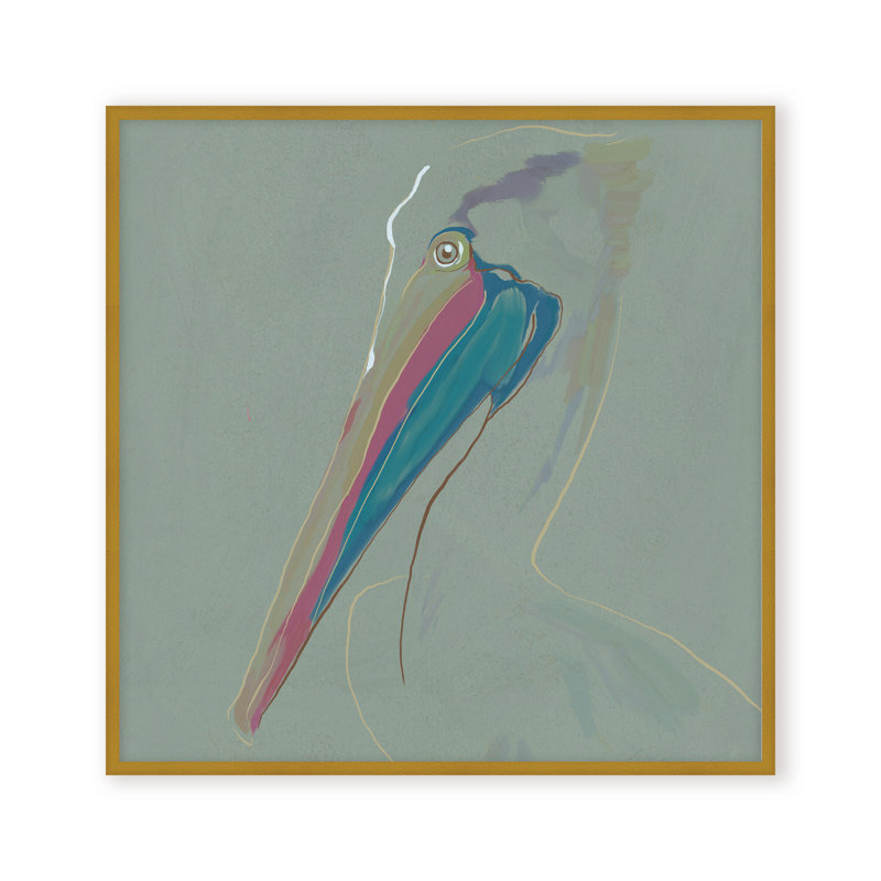 Coastal Retreat Coastal Drift: Pelican, 36" H x 36" W, Framed Matted Print, Gold