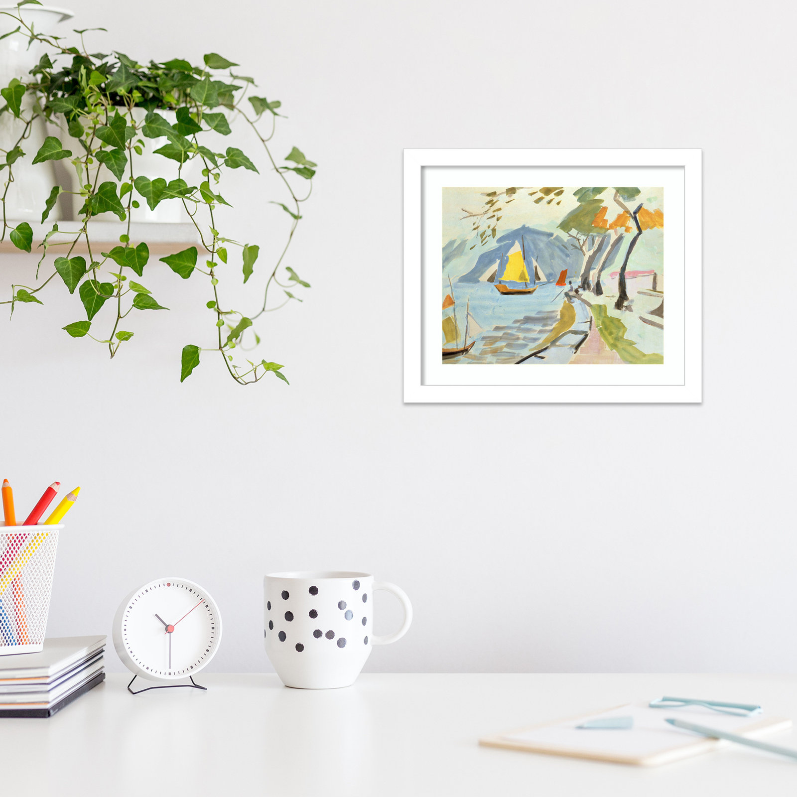 Macau Shoreline Print by Anne Durham, White, 11" H x 13" W x 1" D