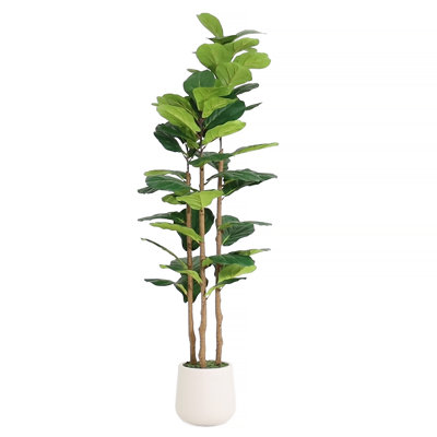 Figuier en figuier en pot - plante de plancher artificielle d'intérieur de 5,5 pi avec feuilles vertes réalistes pour le bureau du salon