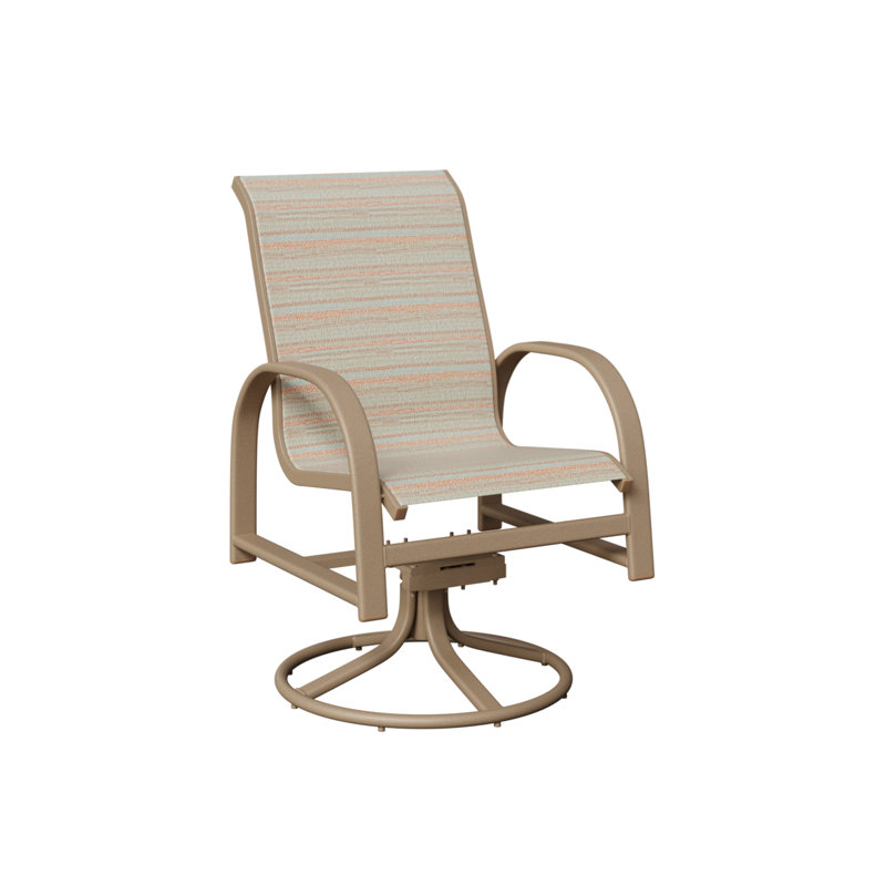 Berlin Gardens Murphy Sling Swivel Rocker Dining Chair, Oak Wood Vein, Echo Opal
