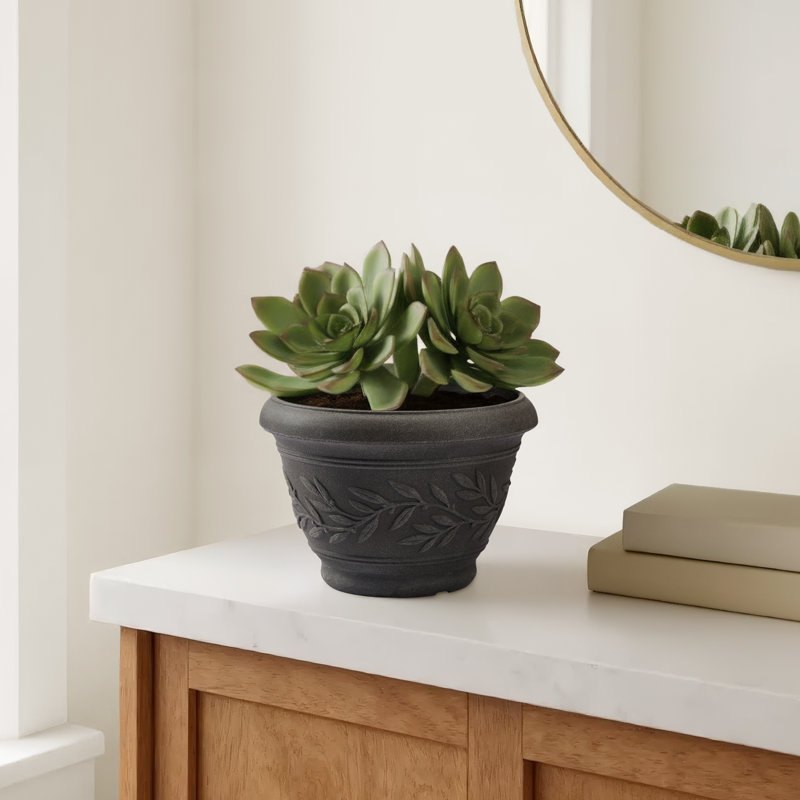 Plastic Pot Planter, 11.22" H x 15.94" W x 15.94" D, Cappuccino