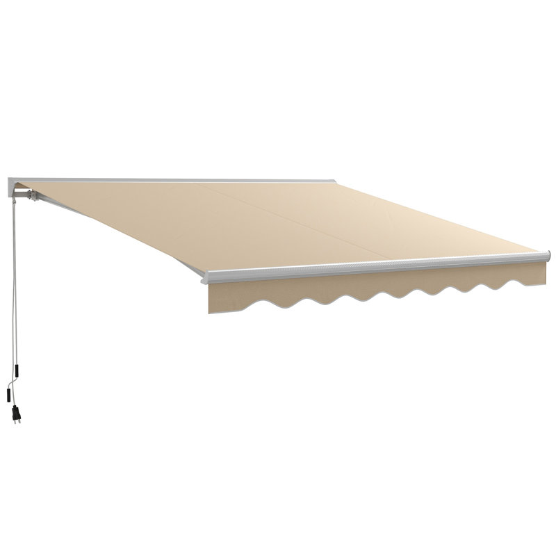 Electric Awning with LED Lights, Dark Grey, Solid Colour