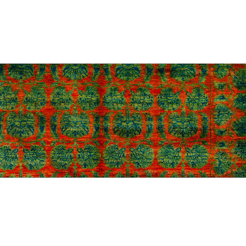 Hand Knotted Silk Area Rug in Rust