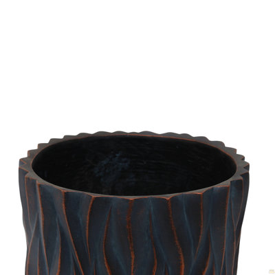 Grandes jardinières rondes, ensemble de 2 (15,75 po x 14,96 po et 12,2 po x 13,39 po) - Léger pot en oxyde de magnésium avec texture - Pots à fleurs en béton avec trou de drainage - Usage intérieur et extérieur