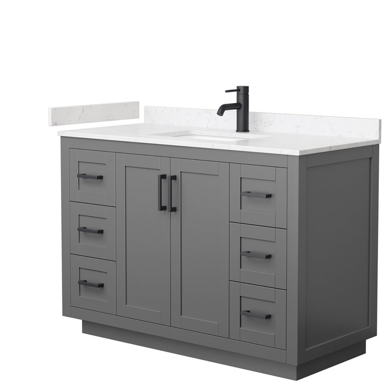 Miranda 48" Dark Gray Freestanding Single Vanity with Marble Top