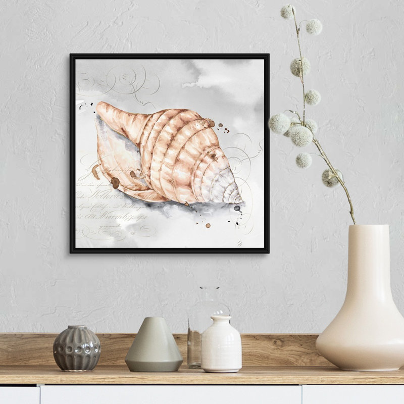Reproduction d’art sur toile, "blush Shell I" par Eva watts, H 18 po x l 18 po x P 1,75 po, Cadre noir