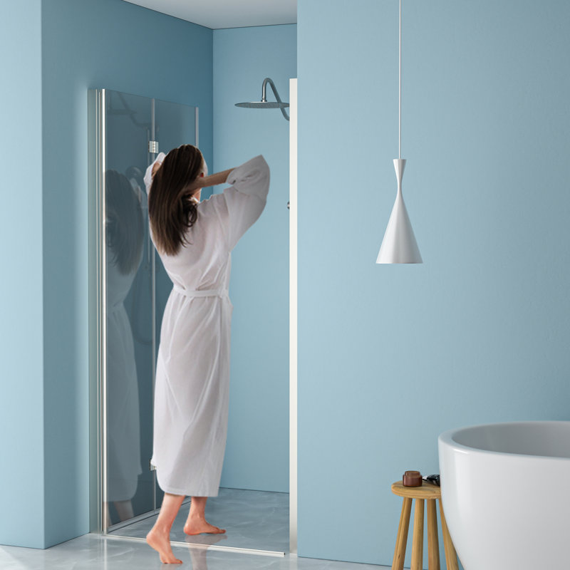 Porte de douche en nickel brossé l 36 "x H 72" avec verre trempé pliable