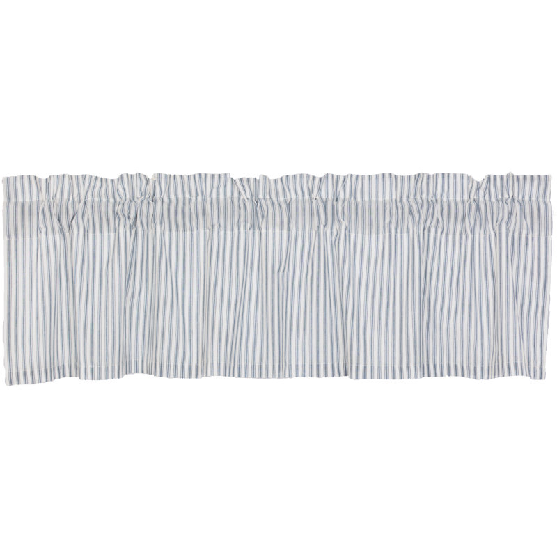Cantonnière rayée en coton Sawyer Mill, 60" W x 16" H, Bleu denim / blanc cassé