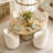 4 - Person Dining Table Sets With Extendabe Oval Table & 4 Upholstered Chenille Rolling Chairs-1685054947