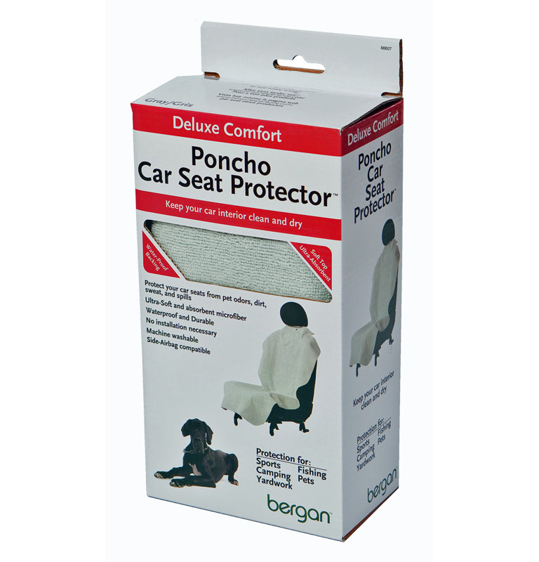Deluxe Poncho Dog Seat Protector, Gray