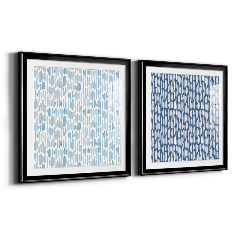 «Calm Watercolor Collection F», ensemble de 2 cadres photo, H 26,5 po x l 53 po x P 1,5 po, Papier encadré noir, Blanc