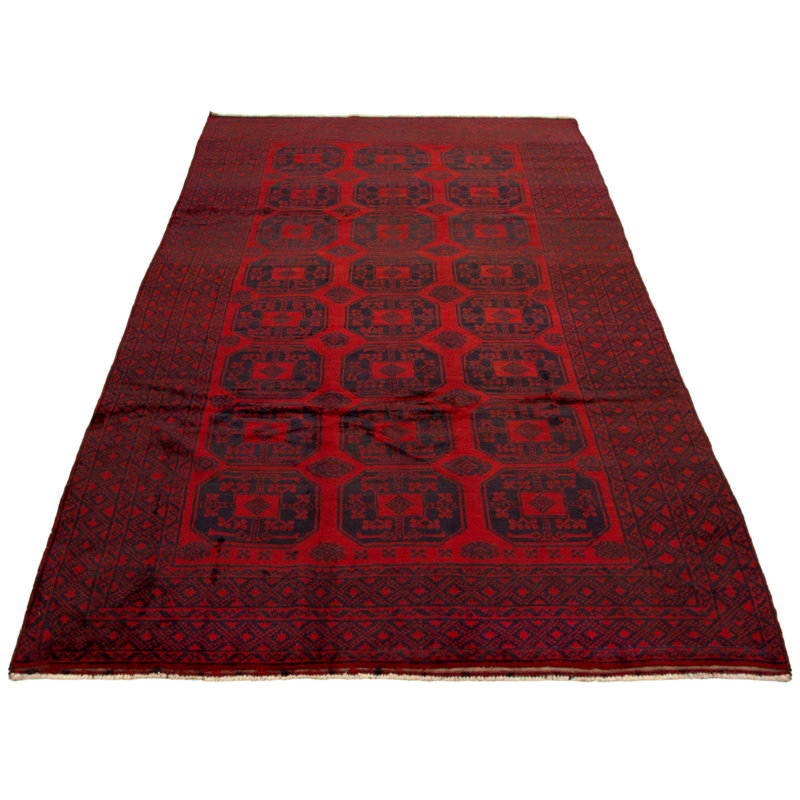 Tapis unique en laine noué à la main rouge foncé de 6 pi 3 po x 11 pi 5 po des années 1980 Renard