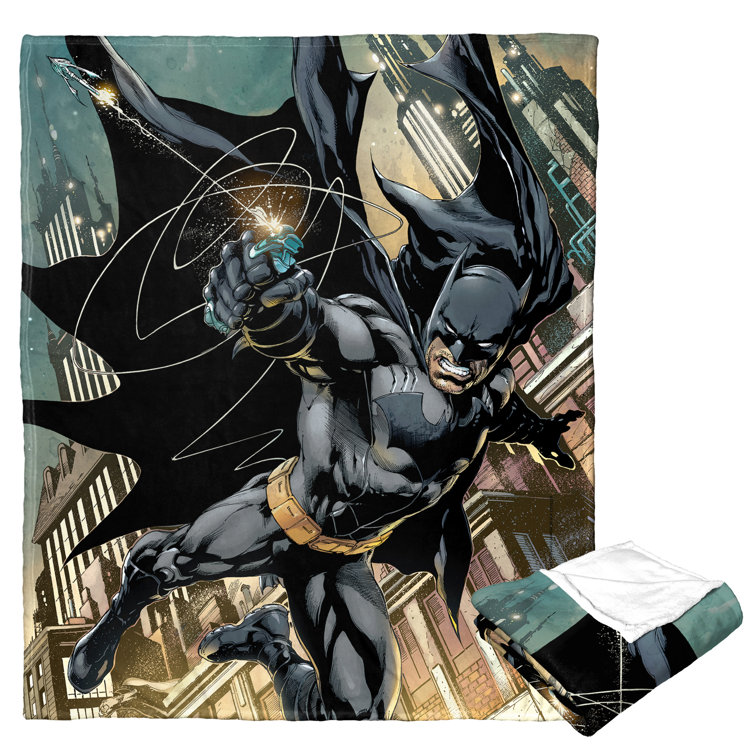 DC Comics Batman Silk Touch Multi-Colored Throw Blanket Swinging in