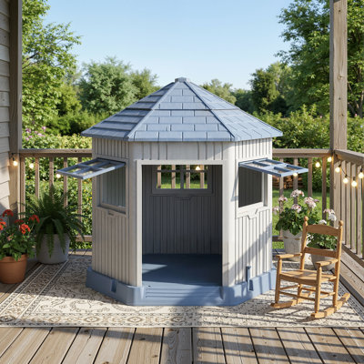 36.91"H Outdoor All-Weather Waterproof Barn Dog House(Blue)