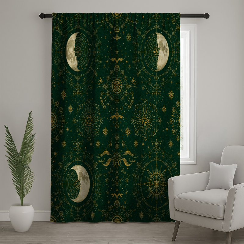 Rideaux célestes à motif de lune céleste, voilages et voilages occultants - 1 panneau, 50 po x 92 po - 1 panneau, Sheer