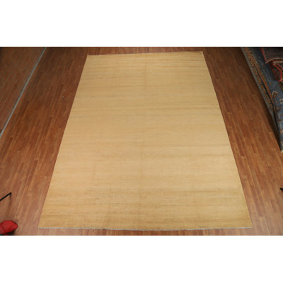 Tapis oriental moderne jaune Gabbeh 9 x 14
