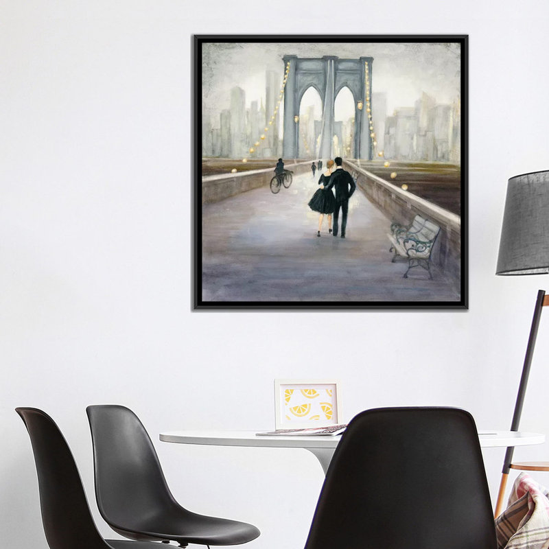 Bridge to New york, reproduction d'art sur toile tendue, H 18 po x l 18 po x P 1,5 po, Toile avec cadre noir