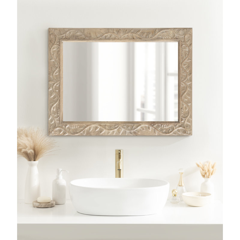 Moeko Solid Wood Rectangle Mirror, Natural