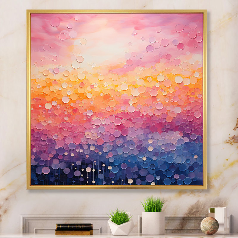 Blushing Horizon I - Abstract Landscape Canvas Print, H 30 po x l 30 po x P 1 po, Cadre doré à une seule photo