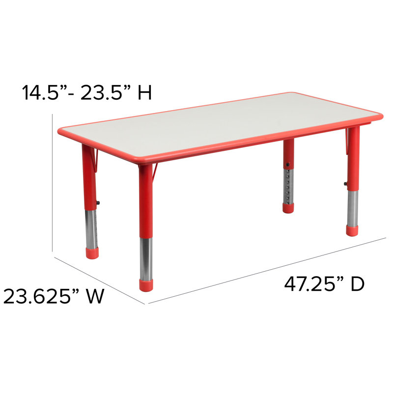 Goddard 7-Piece Plastic Kids Activity Table and Chairs Set, Red