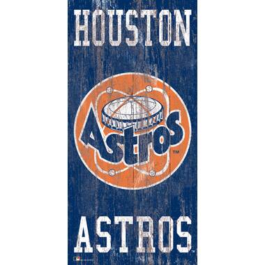 MLB Distressed 6 x 12 Heritage Logo Team Name Sign Houston Astros