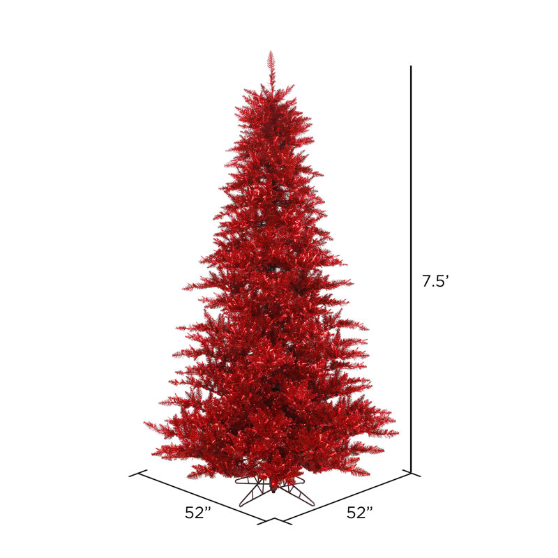 Arbre de Noël artificiel rouge Tinsel, H 7,5 pi