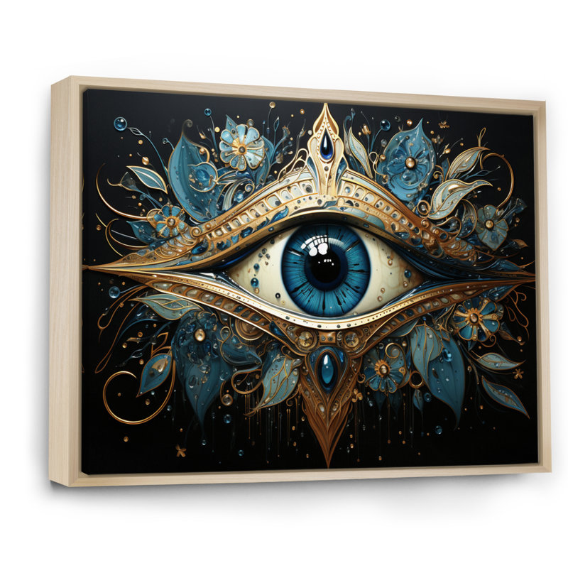 Judaism Hamsa Blessings Eye I - Judaism Wall Art, Cadre flottant érable, H 24 po x l 32 po x P 1 po
