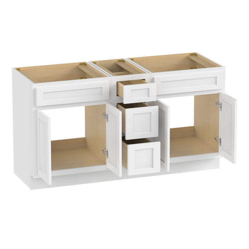 Base de meuble-lavabo double 60 po seulement, Blanc