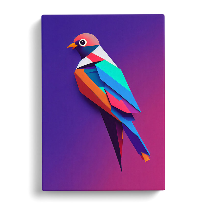 Colourful Bird No.4 Abstract - Wall Art, Wrapped Canvas, 50cm H x 35cm W x 3cm D, No Matte