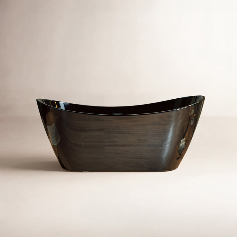 67'' x 32'' Freestanding Soaking Acrylic Bathtub, Matte Black, Glossy Black