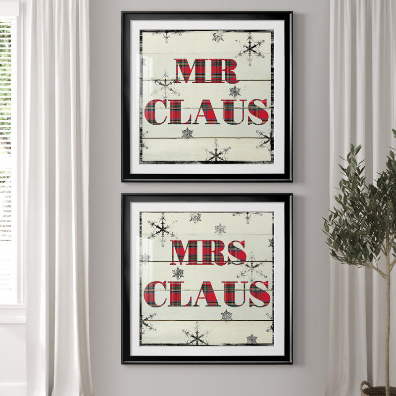 " Mr. Claus " 2 - Pieces, 26.5" H x 26.5" W x 1" D, Black Framed Paper, White