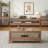 Ash Wood TV Stand with Open Shelf and 3 Drawers-112774725