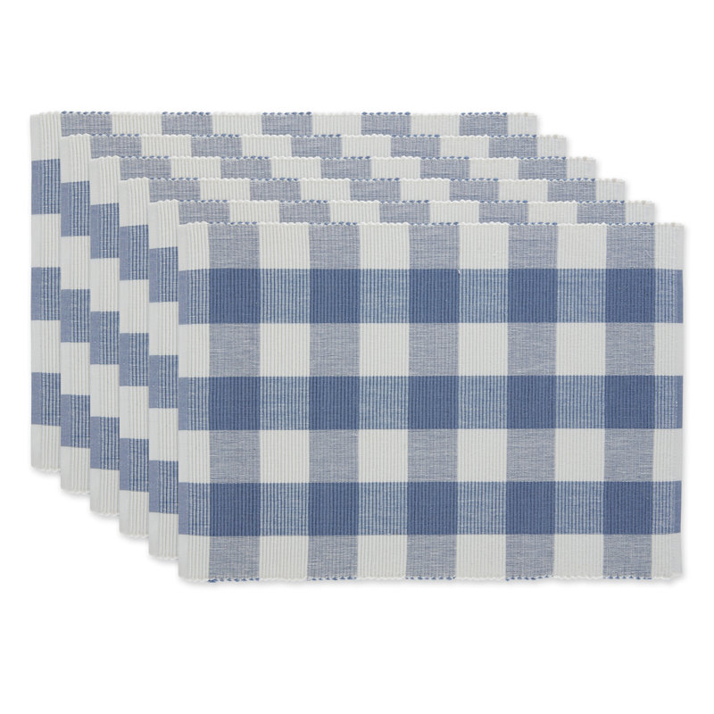 Waveland Cotton Checkered Rectangle Placemat, Blue
