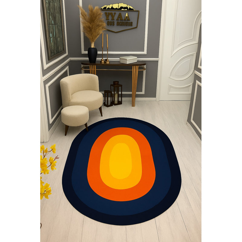 Tapis noir tissé à motif géométrique lavable Mosso, 2' x 2'7"