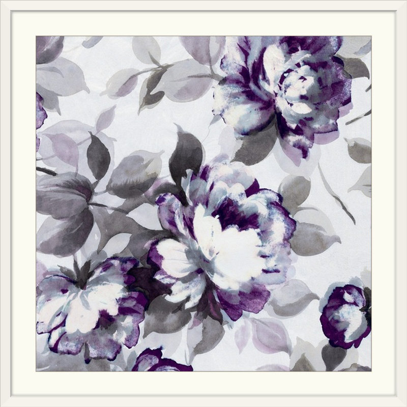 «parfum of roses ii, reproduction d’art sur prune, H 32 po x l 32 po x P 1 po, Cadre blanc