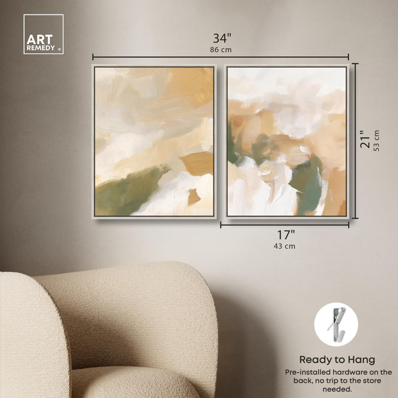 Ensemble de 2 décorations murales bohème Golden Blush Harmony par Art Remedy, cadre argenté, 16 x 20, Cadre argenté