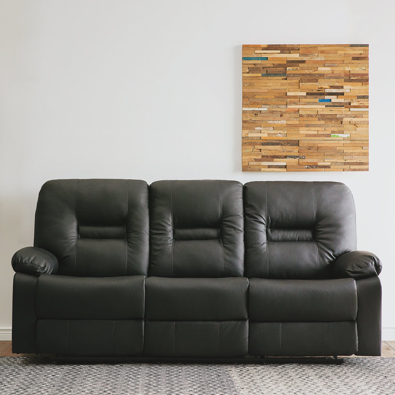 Faux Leather Reclining Sofa, Black