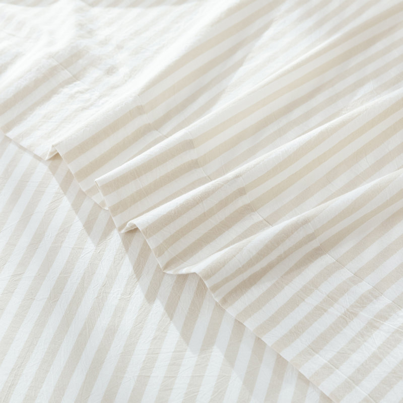 Ensemble de draps 100% coton lavé MooMee, Ensemble de draps pour très grand lit avec 2 taie