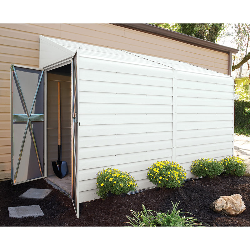 Yardsaver® 4 x 10 ft Steel Storage Shed Pent Roof Eggshell
