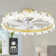 Lilburn 21-In Modern Smart Low Profile Flush Mount Crystal Ceiling Fan with Lights and APP Control for Bedroom