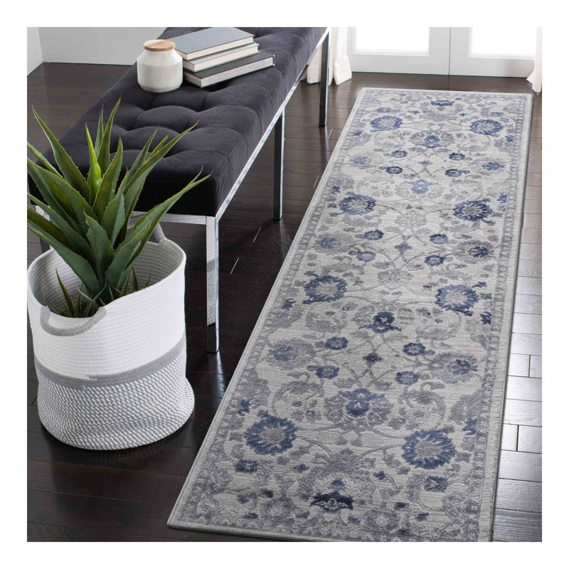 Tapis oriental bleu Collection, Tapis de couloir 2 pi 2 po x 8 pi