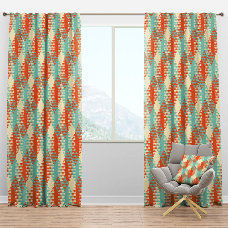 Panneau de rideau simple semi-diaphane avec passe-tringle Mid-Century, L 52 po x L 84 po