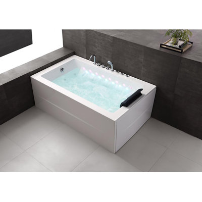 Baignoire combinée autoportante en acrylique 70 po x 40 po avec lumière intégrée pour robinet