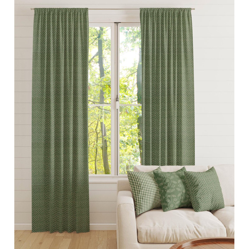 Rideaux floraux vert sapin, L 50 po x L 84 po