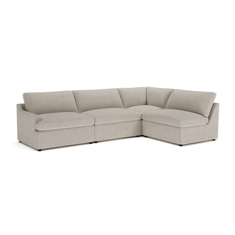 Essex 4-Piece Upholstered Modular Sectional, Right Hand Facing, Monique Twine Textured Chenille