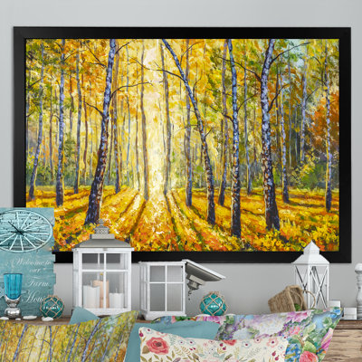 «Sunny Autumn Forest Landscape», reproduction sur toile flottante