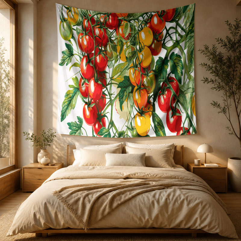 Tapisserie murale légumes cerise tomate, 88 po x 104 po
